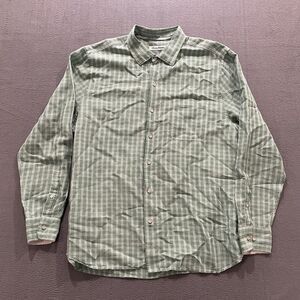 Tommy Bahama Shirt Mens 2XL Linen Lyocell Long Sleeve Green Check Beach Preppy
